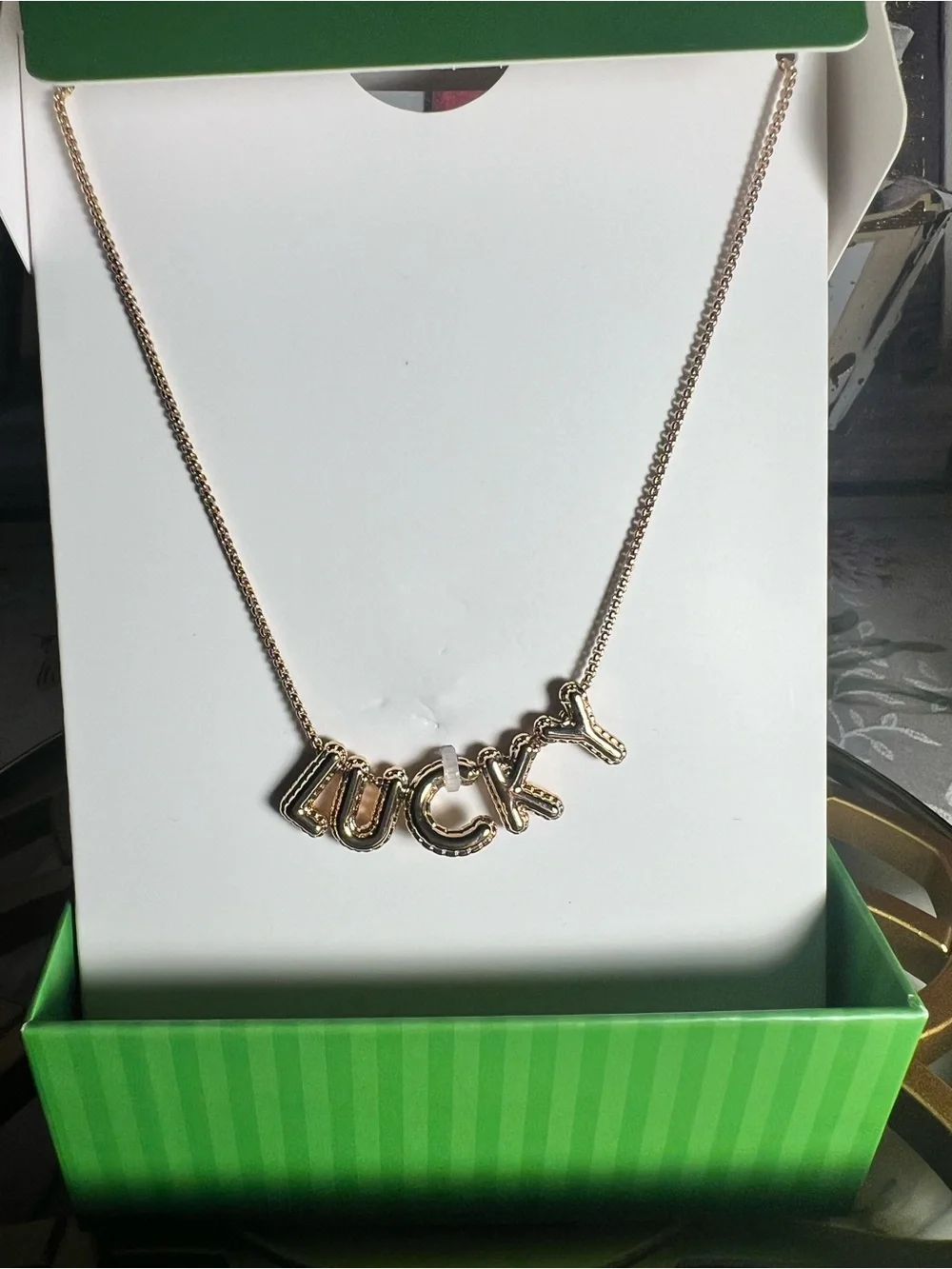 kate spade Rose Gold-tone 'LUCKY' Letter Pendant Necklace
